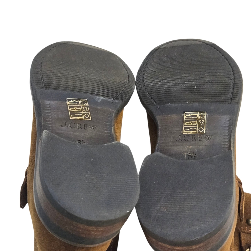 J. Crew Miller Brown Suede Boots Buckle Moto Biker Engineer 6.5B Pullon Like New - Picture 7 of 9